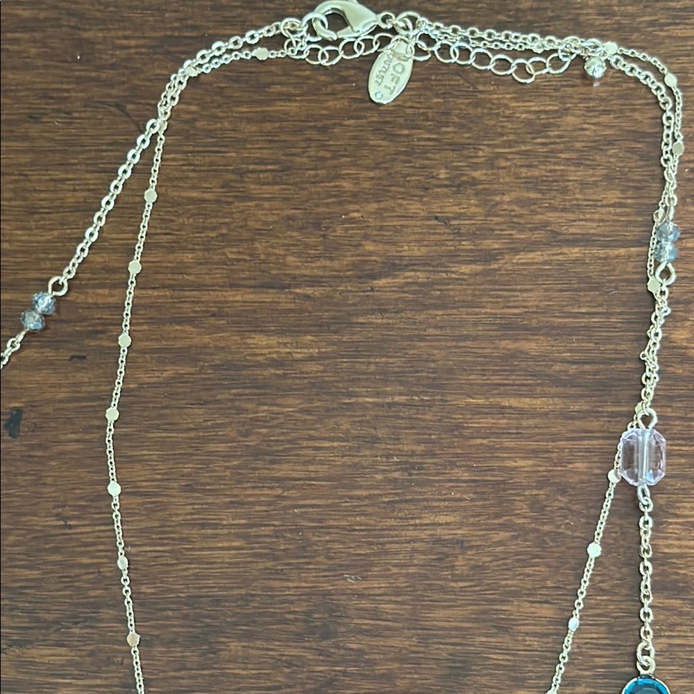 LOFT Outlet Women's Fashion Jewelry Gold and Blue Stone Necklace NWOT Never Worn - Picture 5 of 11